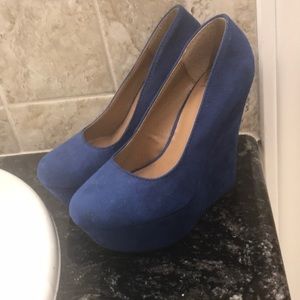 Blue high heal wedges